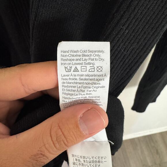 J.Crew Collared Silk-Blend Sweater WMNS M Black Knit Pullover Fitted Long Sleeve - Picture 6 of 7